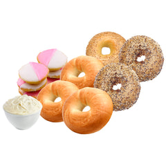 6 Assorted Bagels, 8 Pink & White Cookies & 1/2lb Plain Cream Cheese Combo Box